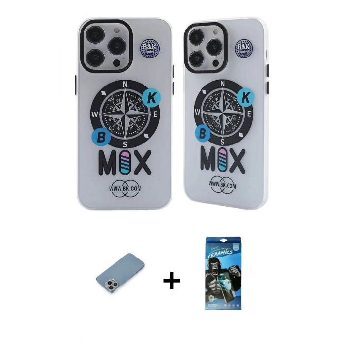 MARSİLYAN™- iPhone 12 Pro Max Kılıf Nova Doku Koleksiyonu - Siyah 34D Izgaralı Cam + Shine Kamera Lens Koruma Cam - GI