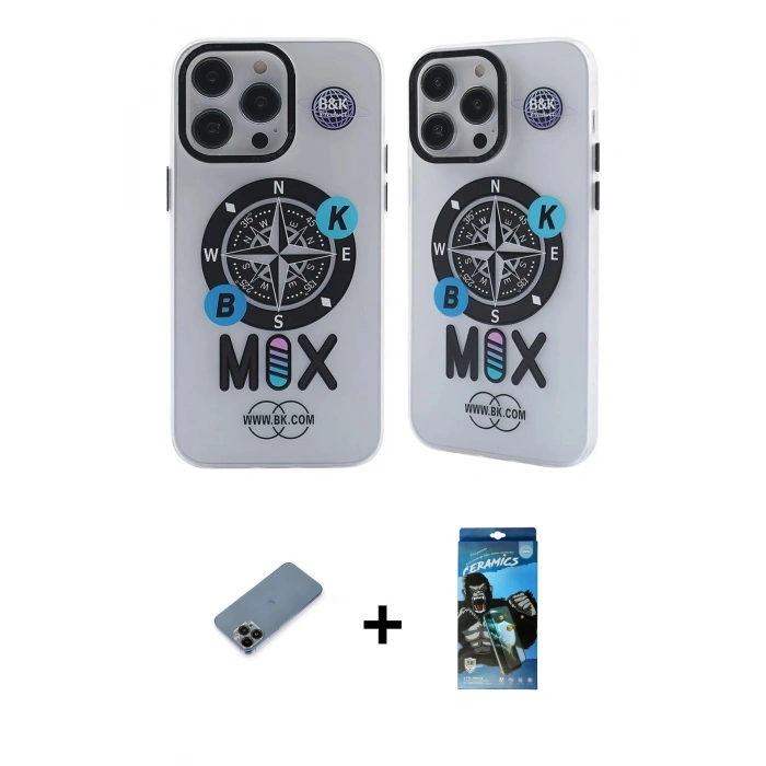 MARSİLYAN™- iPhone 12 Pro Max Kılıf Nova Doku Koleksiyonu - Siyah 34D Izgaralı Cam + Shine Kamera Lens Koruma Cam - SH
