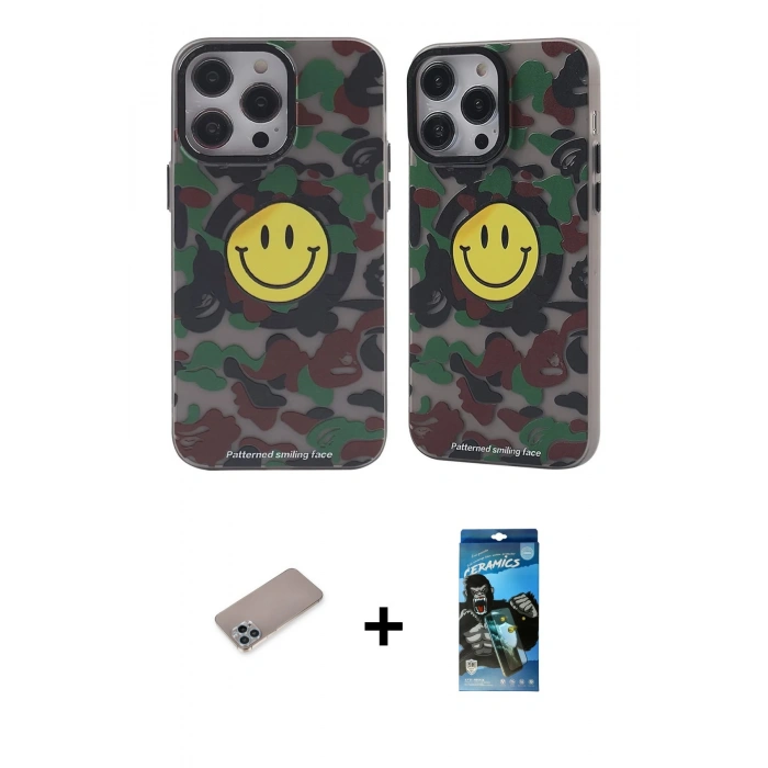 MARSİLYAN™- iPhone 12 Pro Max Kılıf Nova Doku Koleksiyonu - Siyah 34D Izgaralı Cam + Shine Kamera Lens Koruma Cam - SABE