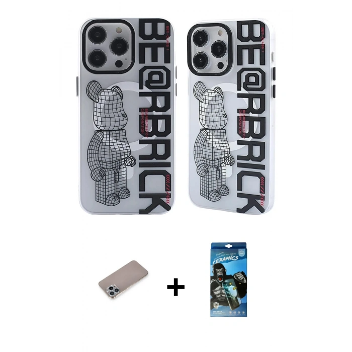 MARSİLYAN™- iPhone 12 Pro Max Kılıf Nova Doku Koleksiyonu - Siyah 34D Izgaralı Cam + Shine Kamera Lens Koruma Cam - SABE