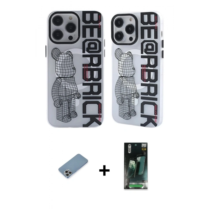 MARSİLYAN™- iPhone 12 Pro Max Kılıf Nova Doku Koleksiyonu - Siyah 360 Mat Full Body Arka Koruyucu + Shine Kamera Lens Koruma Cam - GI