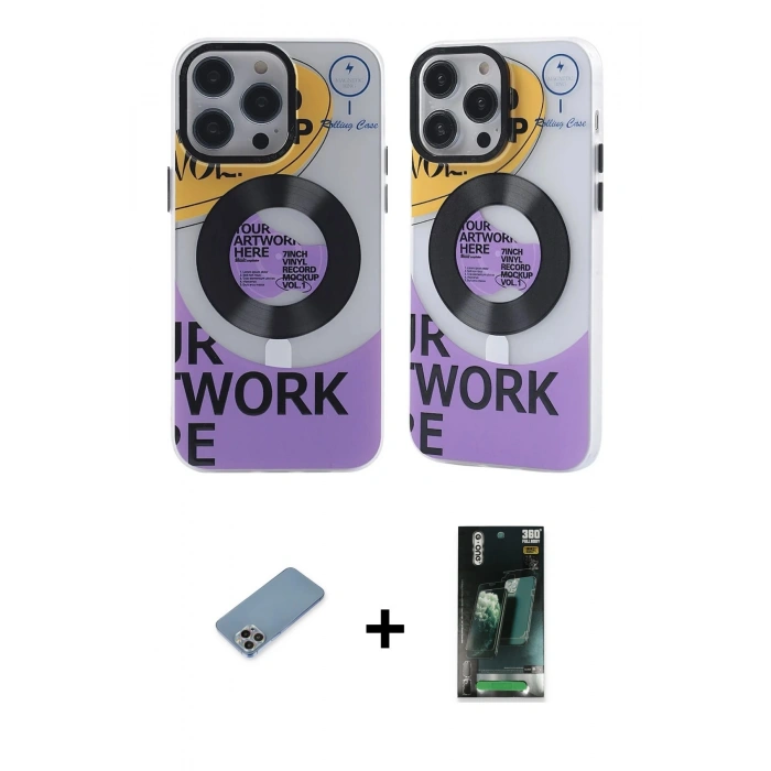 MARSİLYAN™- iPhone 12 Pro Max Kılıf Nova Doku Koleksiyonu - Siyah 360 Mat Full Body Arka Koruyucu + Shine Kamera Lens Koruma Cam - GI