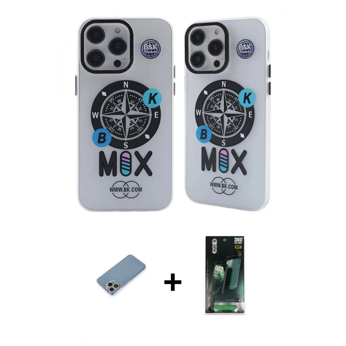 MARSİLYAN™- iPhone 12 Pro Max Kılıf Nova Doku Koleksiyonu - Siyah 360 Mat Full Body Arka Koruyucu + Shine Kamera Lens Koruma Cam - GI