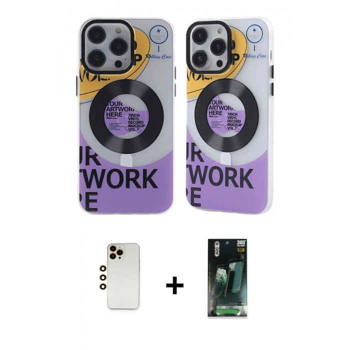MARSİLYAN™- iPhone 12 Pro Max Kılıf Nova Doku Koleksiyonu - Siyah 360 Mat Full Body Arka Koruyucu + Gold Shine Kamera Lens