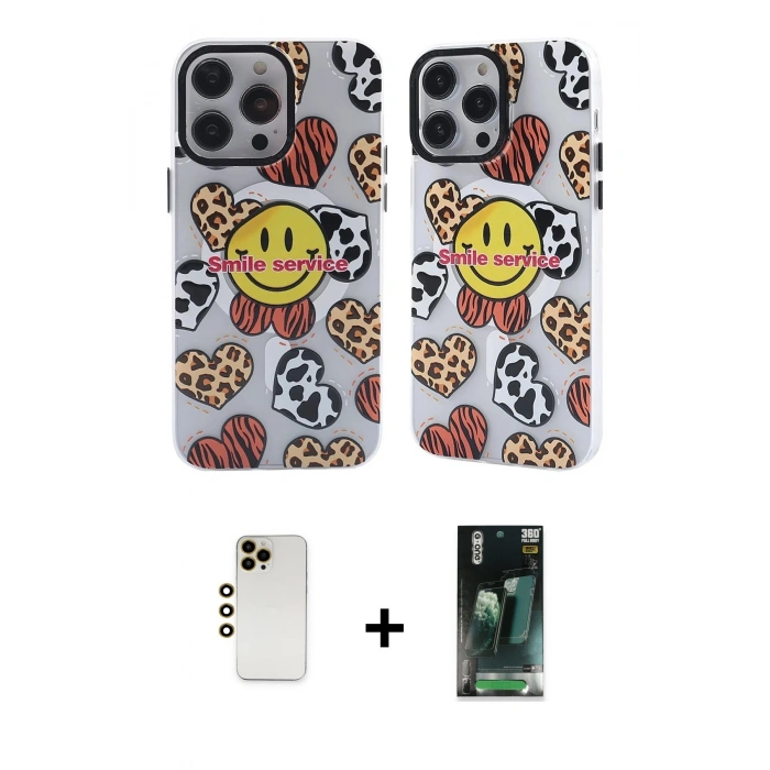 MARSİLYAN™- iPhone 12 Pro Max Kılıf Nova Doku Koleksiyonu - Siyah 360 Mat Full Body Arka Koruyucu + Gold Shine Kamera Lens