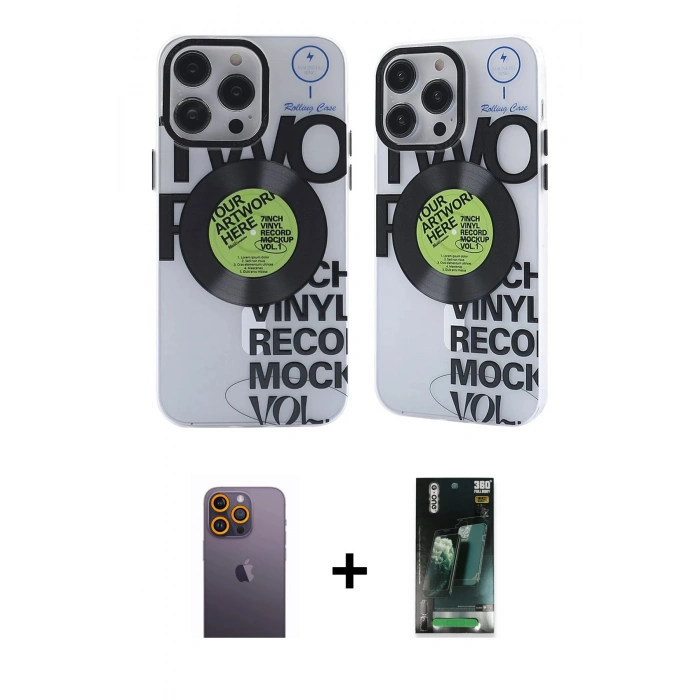 MARSİLYAN™- iPhone 12 Pro Max Kılıf Nova Doku Koleksiyonu - Siyah 360 Mat Full Body Arka Koruyucu + Neon Fosforlu Kamera Lens - SI