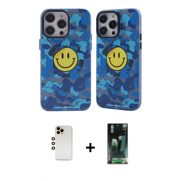 MARSİLYAN™- iPhone 12 Pro Max Kılıf Nova Doku Koleksiyonu - Siyah 360 Mat Full Body Arka Koruyucu + Shine Kamera Lens - GD
