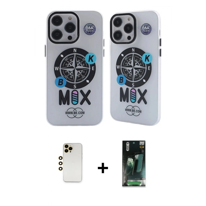 MARSİLYAN™- iPhone 12 Pro Max Kılıf Nova Doku Koleksiyonu - Siyah 360 Mat Full Body Arka Koruyucu + Shine Kamera Lens - GD