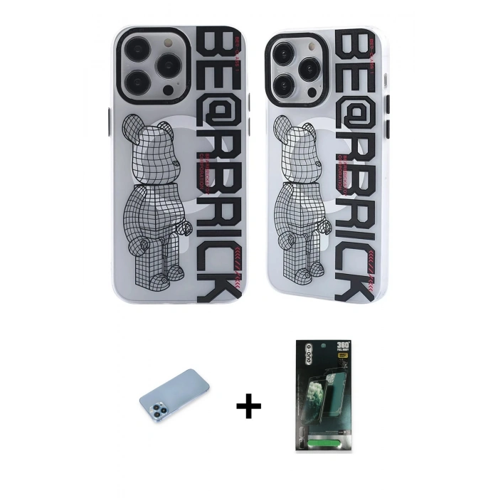 MARSİLYAN™- iPhone 12 Pro Max Kılıf Nova Doku Koleksiyonu - Siyah 360 Mat Full Body Arka Koruyucu + Shine Kamera Lens Koruma Cam - MI