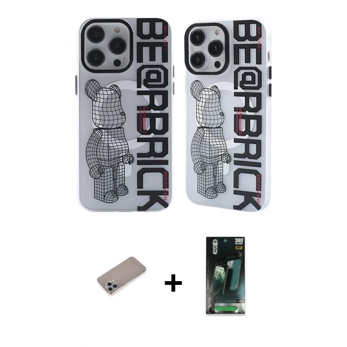 MARSİLYAN™- iPhone 12 Pro Max Kılıf Nova Doku Koleksiyonu - Siyah 360 Mat Full Body Arka Koruyucu + Shine Kamera Lens Koruma Cam - SABE