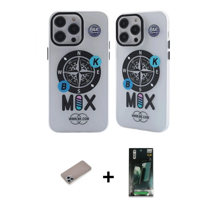 MARSİLYAN™- iPhone 12 Pro Max Kılıf Nova Doku Koleksiyonu - Siyah 360 Mat Full Body Arka Koruyucu + Shine Kamera Lens Koruma Cam - SABE