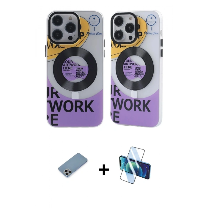 MARSİLYAN™- iPhone 12 Pro Max Kılıf Nova Doku Koleksiyonu - Siyah 3D Antistatik Cam Ekran Koruyucu + Shine Kamera Lens Koruma Cam - GI