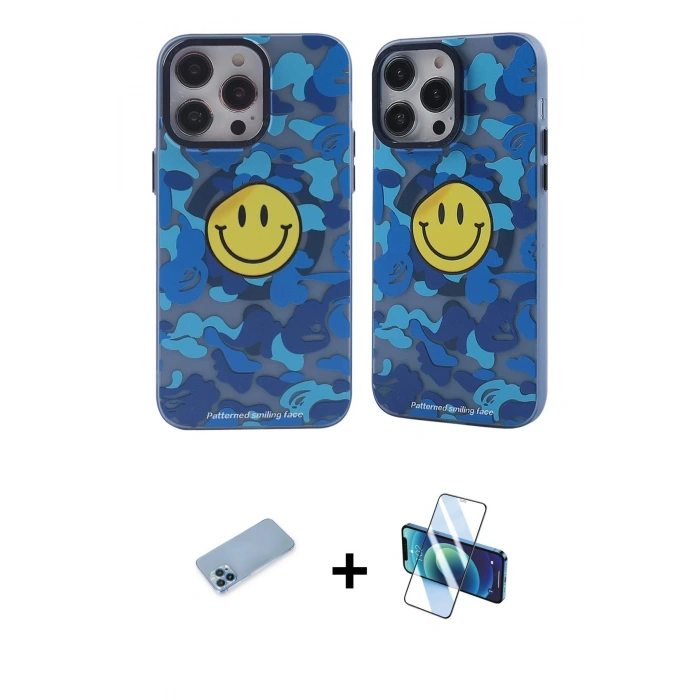 MARSİLYAN™- iPhone 12 Pro Max Kılıf Nova Doku Koleksiyonu - Siyah 3D Antistatik Cam Ekran Koruyucu + Shine Kamera Lens Koruma Cam - MI