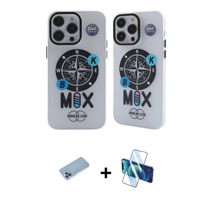 MARSİLYAN™- iPhone 12 Pro Max Kılıf Nova Doku Koleksiyonu - Siyah 3D Antistatik Cam Ekran Koruyucu + Shine Kamera Lens Koruma Cam - MI