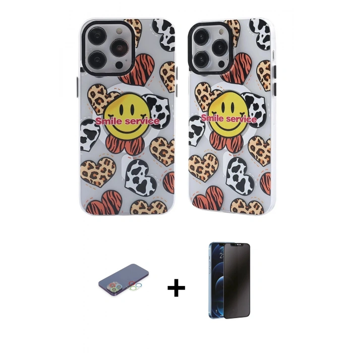 MARSİLYAN™- iPhone 12 Pro Max Kılıf Nova Doku Koleksiyonu - Siyah 3D Antistatik Hayalet Cam Ekran Koruyucu + Renkli Kamera Lens Koruma Cam - MI