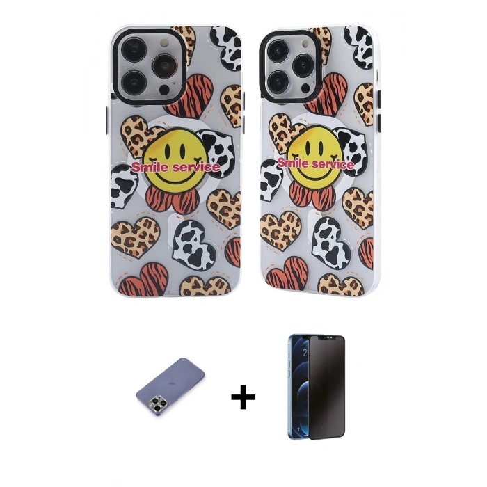 MARSİLYAN™- iPhone 12 Pro Max Kılıf Nova Doku Koleksiyonu - Siyah 3D Antistatik Hayalet Cam Ekran Koruyucu + Metal Kamera Lens Koruma Cam - GD