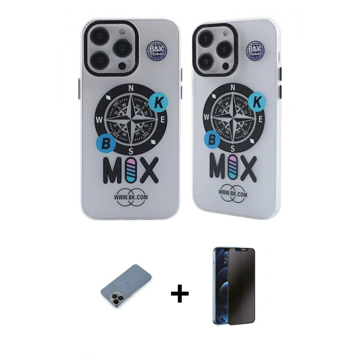 MARSİLYAN™- iPhone 12 Pro Max Kılıf Nova Doku Koleksiyonu - Siyah 3D Antistatik Hayalet Cam Ekran Koruyucu + Shine Kamera Lens Koruma Cam - SH