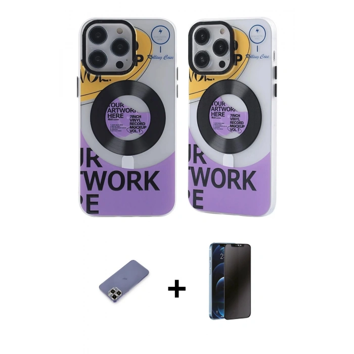 MARSİLYAN™- iPhone 12 Pro Max Kılıf Nova Doku Koleksiyonu - Siyah 3D Antistatik Hayalet Cam Ekran Koruyucu + Metal Kamera Lens Koruma Cam - GD