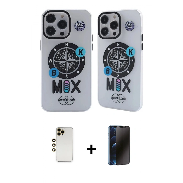 MARSİLYAN™- iPhone 12 Pro Max Kılıf Nova Doku Koleksiyonu - Siyah 3D Antistatik Hayalet Cam Ekran Koruyucu + Shine Kamera Lens - GD