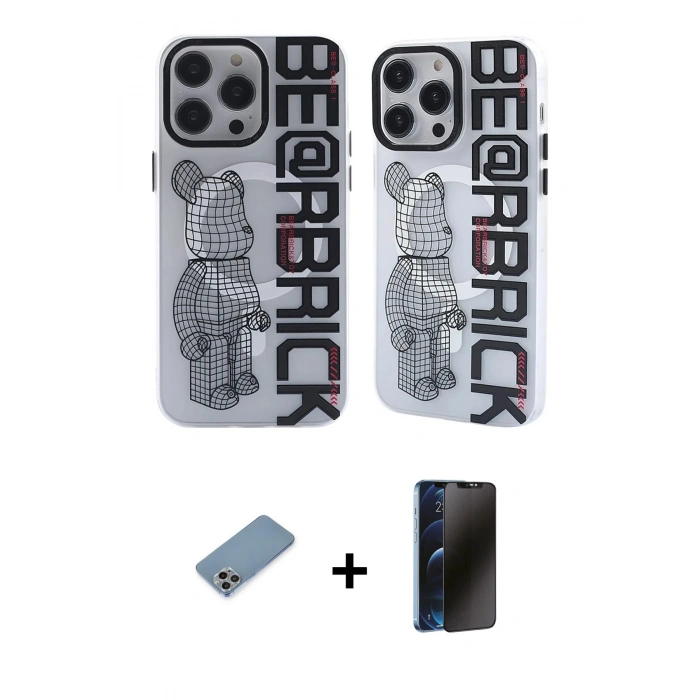 MARSİLYAN™- iPhone 12 Pro Max Kılıf Nova Doku Koleksiyonu - Siyah 3D Antistatik Hayalet Cam Ekran Koruyucu + Shine Kamera Lens Koruma Cam - GI