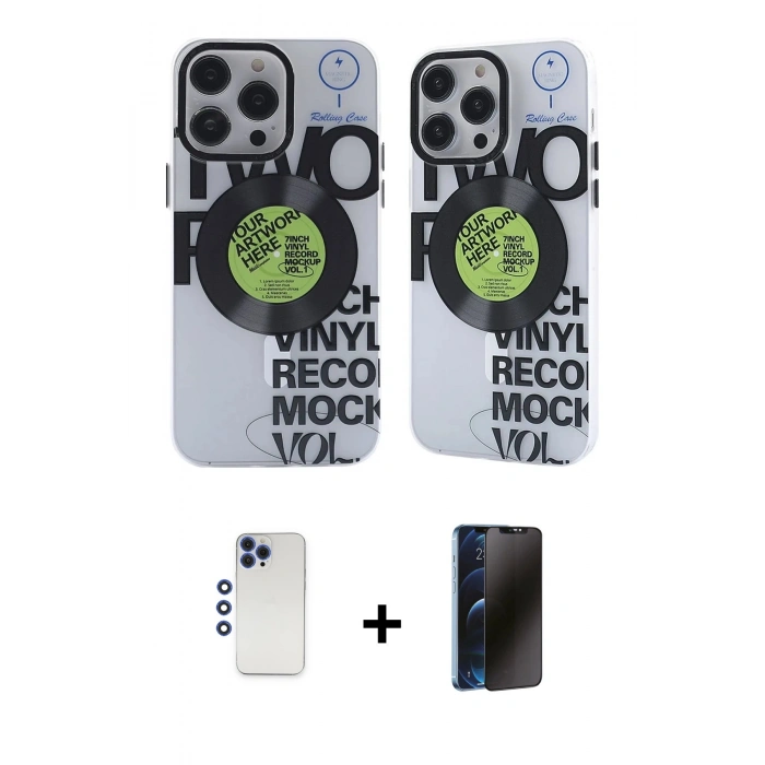MARSİLYAN™- iPhone 12 Pro Max Kılıf Nova Doku Koleksiyonu - Siyah 3D Antistatik Hayalet Cam Ekran Koruyucu + Shine Kamera Lens - LT