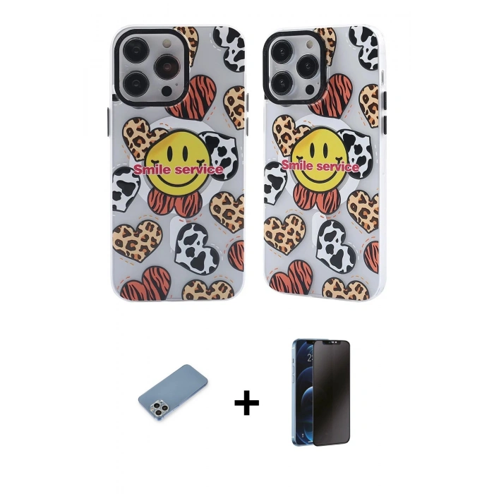 MARSİLYAN™- iPhone 12 Pro Max Kılıf Nova Doku Koleksiyonu - Siyah 3D Antistatik Hayalet Cam Ekran Koruyucu + Shine Kamera Lens Koruma Cam - GS