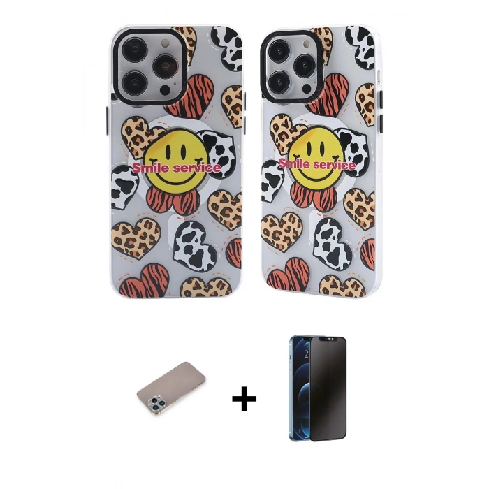 MARSİLYAN™- iPhone 12 Pro Max Kılıf Nova Doku Koleksiyonu - Siyah 3D Antistatik Hayalet Cam Ekran Koruyucu + Shine Kamera Lens Koruma Cam - SABE