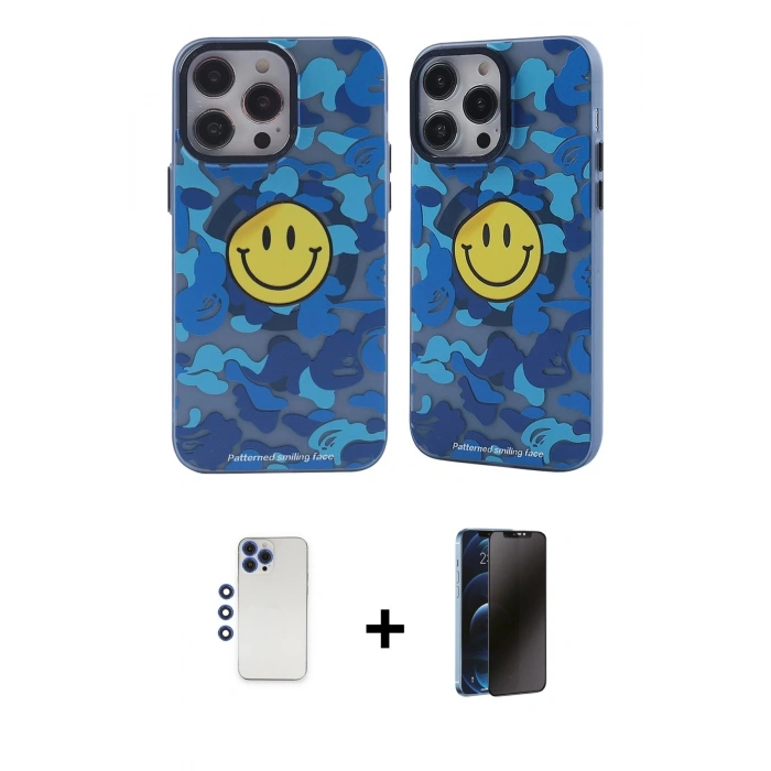 MARSİLYAN™- iPhone 12 Pro Max Kılıf Nova Doku Koleksiyonu - Siyah 3D Antistatik Hayalet Cam Ekran Koruyucu + Shine Kamera Lens - LT