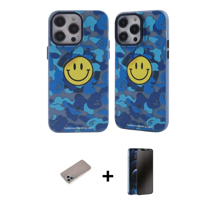 MARSİLYAN™- iPhone 12 Pro Max Kılıf Nova Doku Koleksiyonu - Siyah 3D Antistatik Hayalet Cam Ekran Koruyucu + Shine Kamera Lens Koruma Cam - SABE