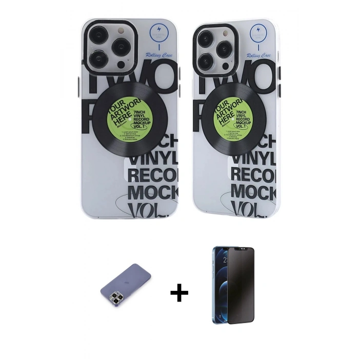 MARSİLYAN™- iPhone 12 Pro Max Kılıf Nova Doku Koleksiyonu - Siyah 3D Antistatik Hayalet Cam Ekran Koruyucu + Metal Kamera Lens Koruma Cam - GD