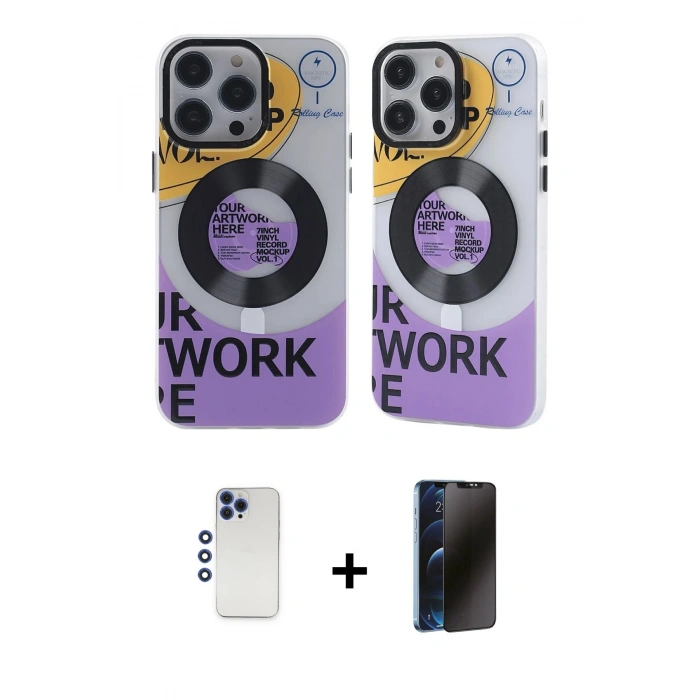 MARSİLYAN™- iPhone 12 Pro Max Kılıf Nova Doku Koleksiyonu - Siyah 3D Antistatik Hayalet Cam Ekran Koruyucu + Shine Kamera Lens - LT