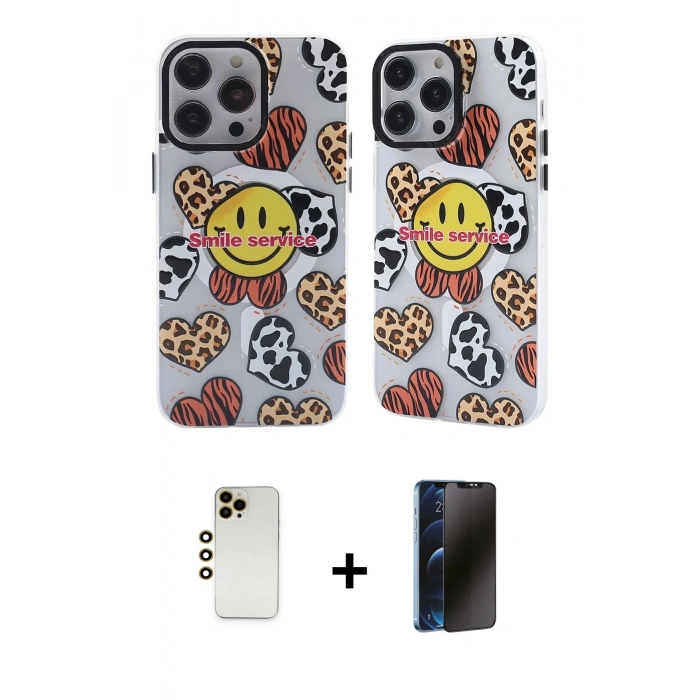 MARSİLYAN™- iPhone 12 Pro Max Kılıf Nova Doku Koleksiyonu - Siyah 3D Antistatik Hayalet Cam Ekran Koruyucu + Shine Kamera Lens - GD