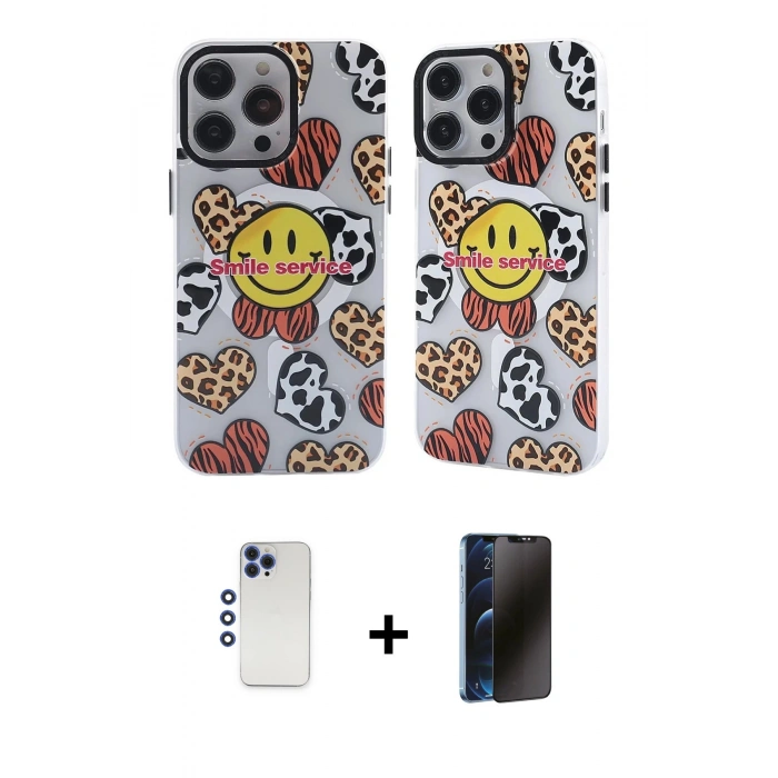 MARSİLYAN™- iPhone 12 Pro Max Kılıf Nova Doku Koleksiyonu - Siyah 3D Antistatik Hayalet Cam Ekran Koruyucu + Shine Kamera Lens - LT