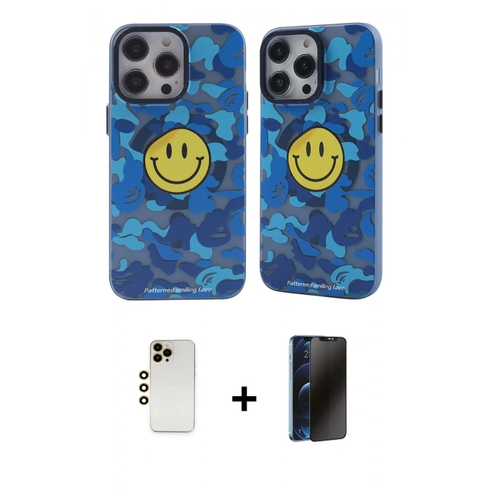 MARSİLYAN™- iPhone 12 Pro Max Kılıf Nova Doku Koleksiyonu - Siyah 3D Antistatik Hayalet Cam Ekran Koruyucu + Shine Kamera Lens - GD