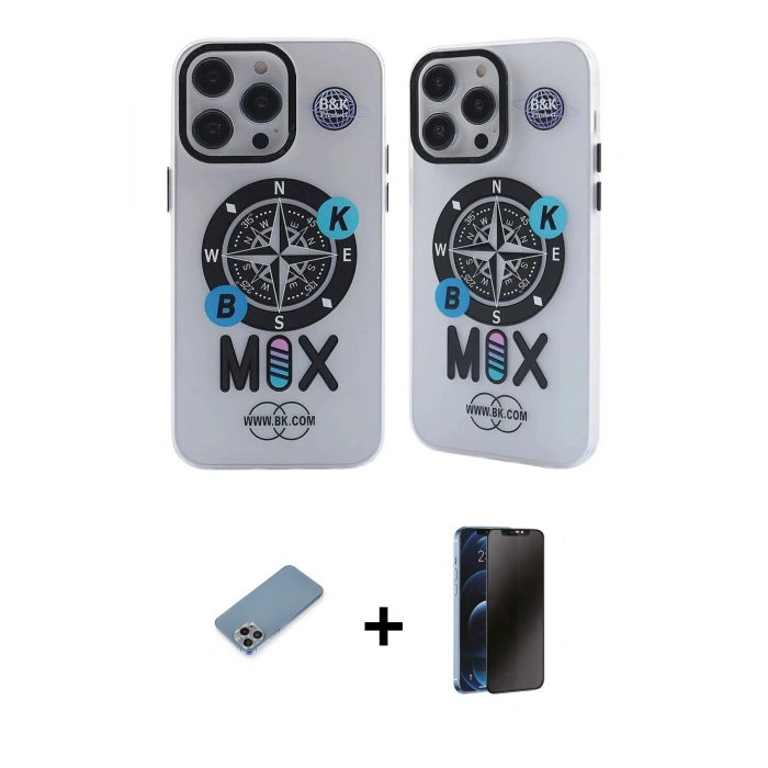 MARSİLYAN™- iPhone 12 Pro Max Kılıf Nova Doku Koleksiyonu - Siyah 3D Antistatik Hayalet Cam Ekran Koruyucu + Shine Kamera Lens Koruma Cam - GI