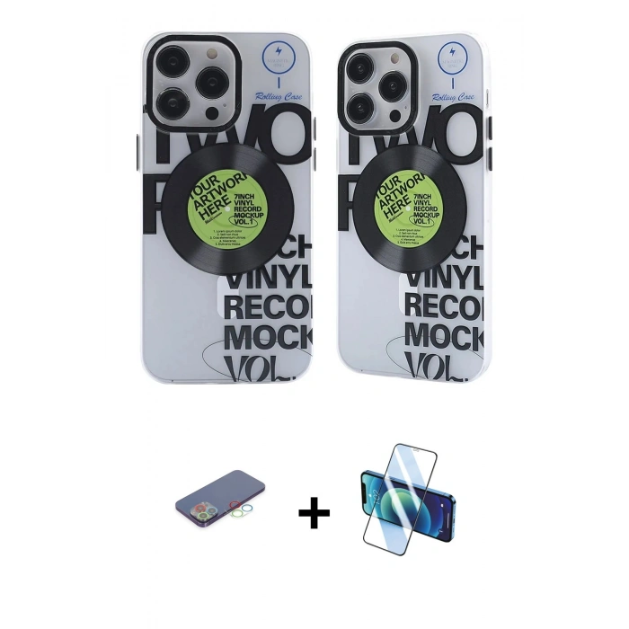 MARSİLYAN™- iPhone 12 Pro Max Kılıf Nova Doku Koleksiyonu - Siyah 3D Antistatik Seramik Nano Ekran Koruyucu + Renkli Kamera Lens Koruma Cam - MI