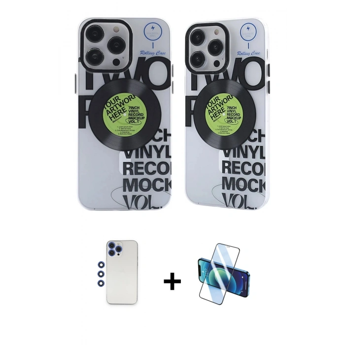 MARSİLYAN™- iPhone 12 Pro Max Kılıf Nova Doku Koleksiyonu - Siyah 3D Antistatik Seramik Nano Ekran Koruyucu + Shine Kamera Lens - LT