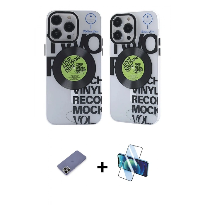 MARSİLYAN™- iPhone 12 Pro Max Kılıf Nova Doku Koleksiyonu - Siyah 3D Antistatik Seramik Nano Ekran Koruyucu + Metal Kamera Lens Koruma Cam - GD