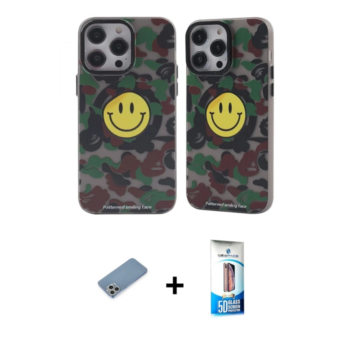 MARSİLYAN™- iPhone 12 Pro Max Kılıf Nova Doku Koleksiyonu - Siyah 5D Eko Cam Ekran Koruyucu + Gümüş Shine Kamera Lens Koruma Cam