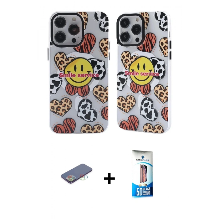 MARSİLYAN™- iPhone 12 Pro Max Kılıf Nova Doku Koleksiyonu - Siyah 5D Eko Cam Ekran Koruyucu + Mavi Renkli Kamera Lens Koruma Cam