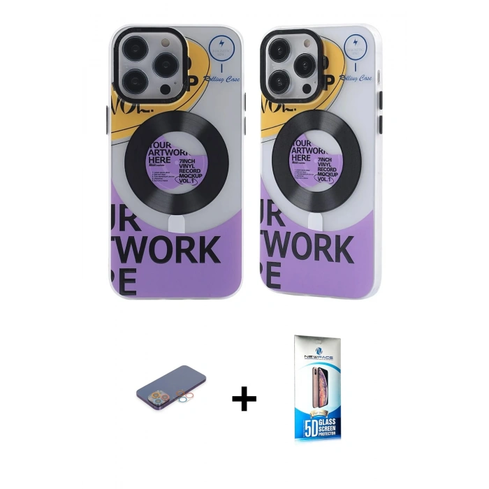 MARSİLYAN™- iPhone 12 Pro Max Kılıf Nova Doku Koleksiyonu - Siyah 5D Eko Cam Ekran Koruyucu + Renkli Kamera Lens Koruma Cam - PE