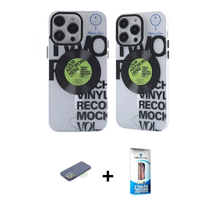 MARSİLYAN™- iPhone 12 Pro Max Kılıf Nova Doku Koleksiyonu - Siyah 5D Eko Cam Ekran Koruyucu + Renkli Kamera Lens Koruma Cam - YL