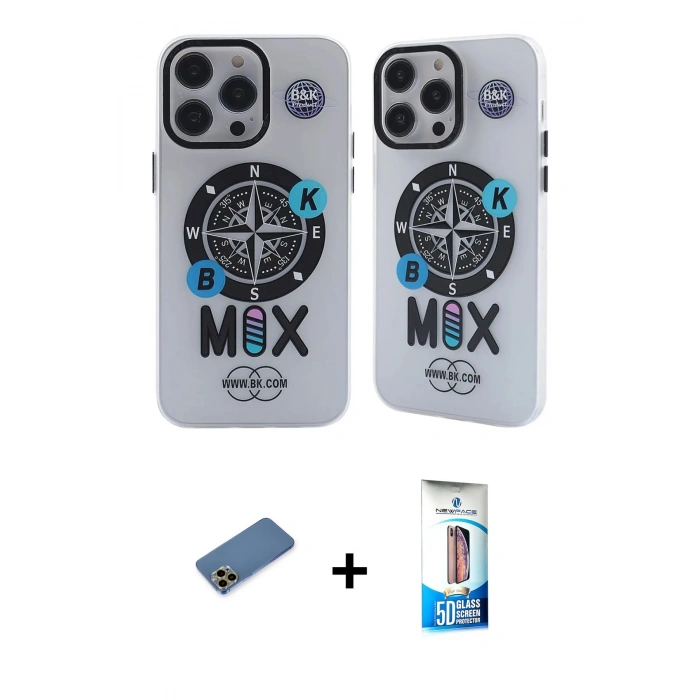 MARSİLYAN™- iPhone 12 Pro Max Kılıf Nova Doku Koleksiyonu - Siyah 5D Eko Cam Ekran Koruyucu + Shine Kamera Lens Koruma Cam - GD