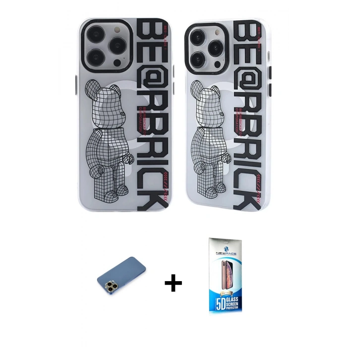 MARSİLYAN™- iPhone 12 Pro Max Kılıf Nova Doku Koleksiyonu - Siyah 5D Eko Cam Ekran Koruyucu + Shine Kamera Lens Koruma Cam - GD