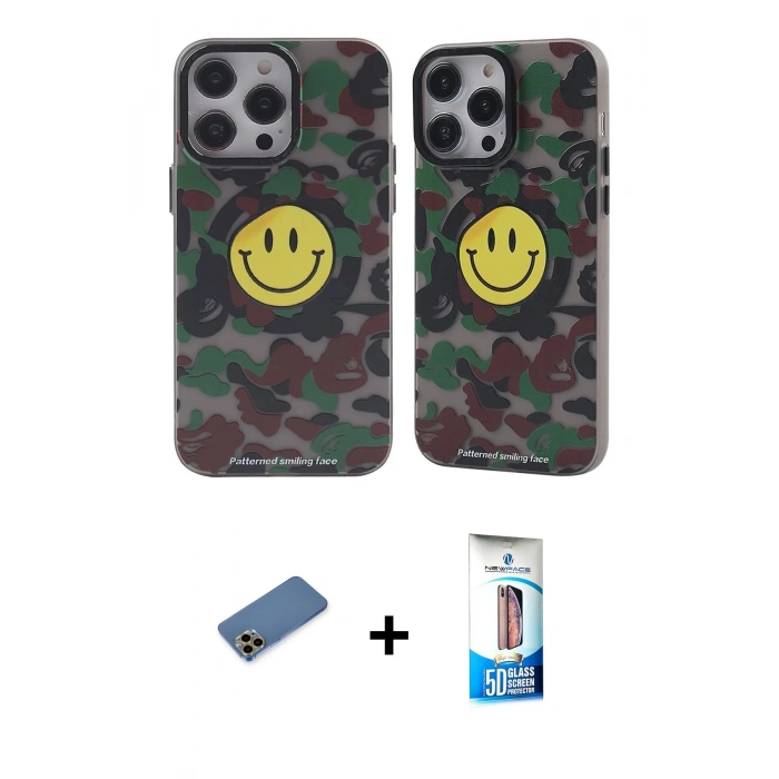 MARSİLYAN™- iPhone 12 Pro Max Kılıf Nova Doku Koleksiyonu - Siyah 5D Eko Cam Ekran Koruyucu + Shine Kamera Lens Koruma Cam - GD