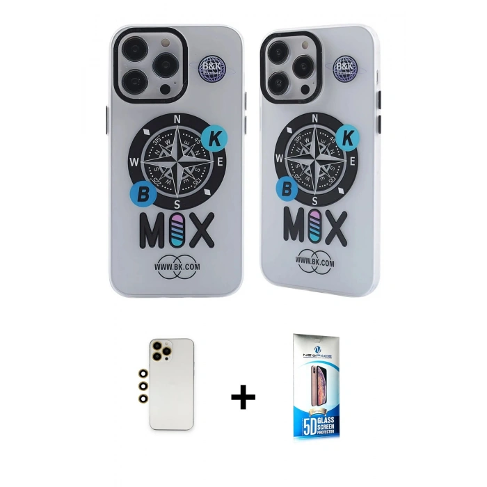 MARSİLYAN™- iPhone 12 Pro Max Kılıf Nova Doku Koleksiyonu - Siyah 5D Eko Cam Ekran Koruyucu + Shine Kamera Lens - GD