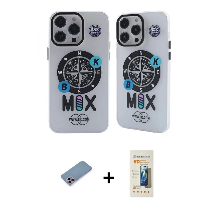 MARSİLYAN™- iPhone 12 Pro Max Kılıf Nova Doku Koleksiyonu - Siyah 6D Mat Seramik Hayalet Nano Ekran Koruyucu + Shine Kamera Lens Koruma Cam - PE