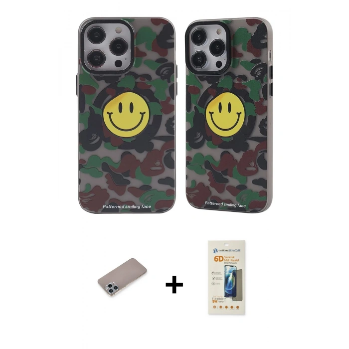 MARSİLYAN™- iPhone 12 Pro Max Kılıf Nova Doku Koleksiyonu - Siyah 6D Mat Seramik Hayalet Nano Ekran Koruyucu + Shine Kamera Lens Koruma Cam - SABE