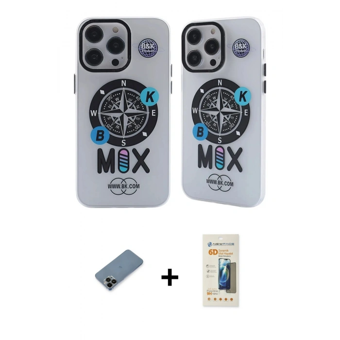 MARSİLYAN™- iPhone 12 Pro Max Kılıf Nova Doku Koleksiyonu - Siyah 6D Mat Seramik Hayalet Nano Ekran Koruyucu + Siyah Shine Kamera Lens Koruma Cam