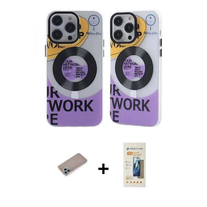MARSİLYAN™- iPhone 12 Pro Max Kılıf Nova Doku Koleksiyonu - Siyah 6D Mat Seramik Hayalet Nano Ekran Koruyucu + Shine Kamera Lens Koruma Cam - SABE